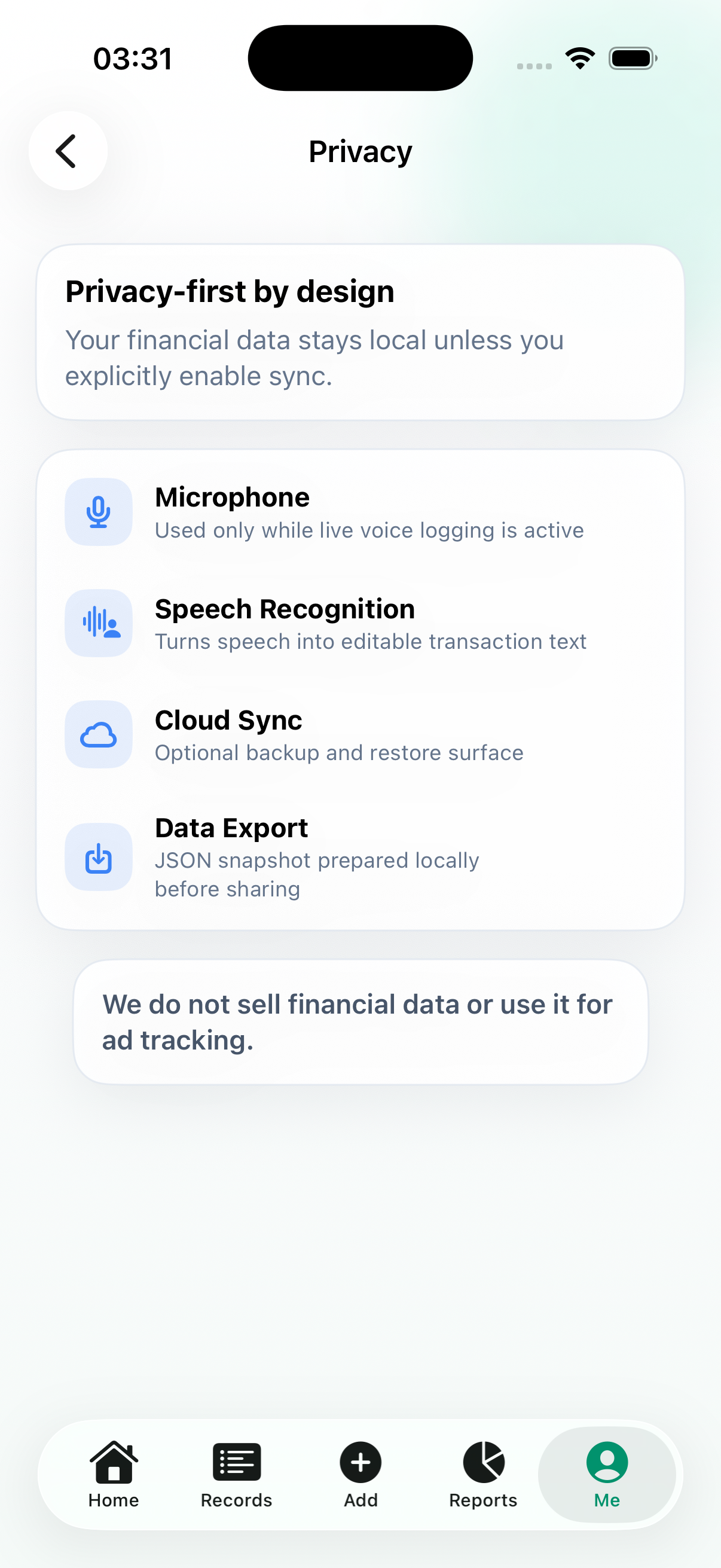 Private Expense Tracker Without Bank Connection product screenshot