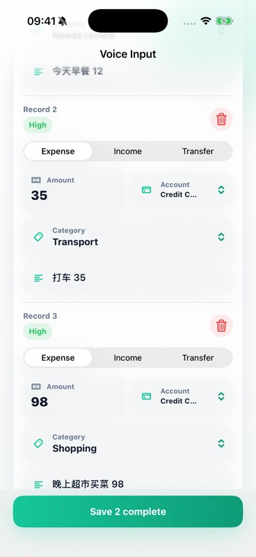 Voice Expense Tracker for iPhone product screenshot